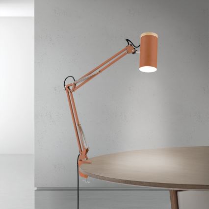 Tafellamp met klem GILI 1xE27/40W/230V baksteenrood