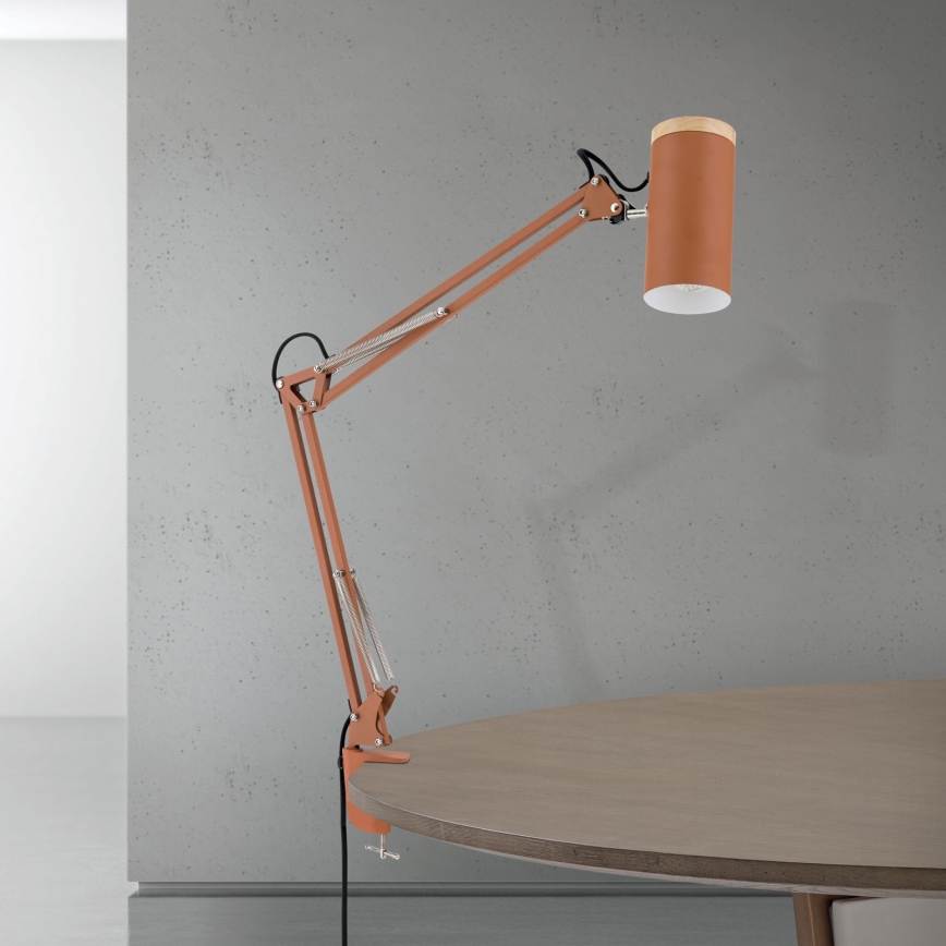 Tafellamp met klem GILI 1xE27/40W/230V baksteenrood