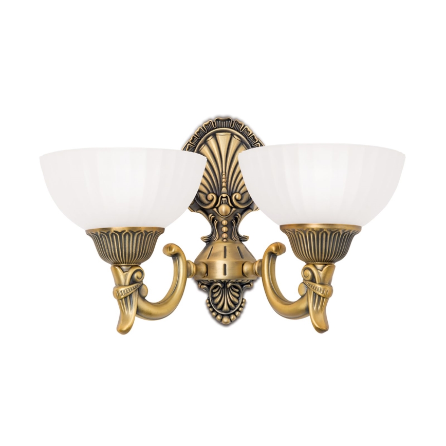 Wandlamp ROCCA 2xE27/60W/230V brons/wit