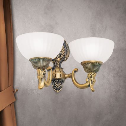 Wandlamp ROCCA 2xE27/60W/230V brons/wit