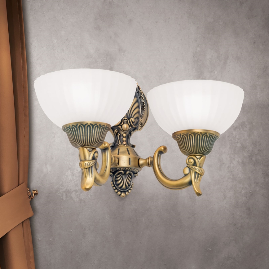 Wandlamp ROCCA 2xE27/60W/230V brons/wit