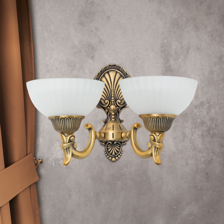 Wandlamp ROCCA 2xE27/60W/230V brons/wit