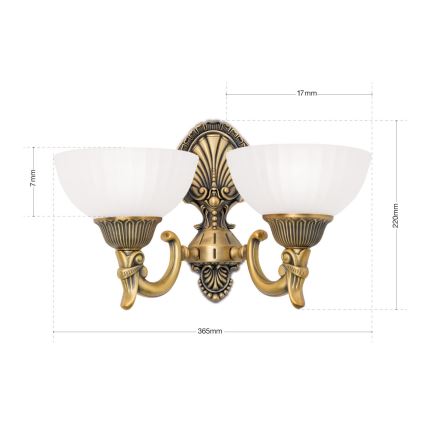 Wandlamp ROCCA 2xE27/60W/230V brons/wit