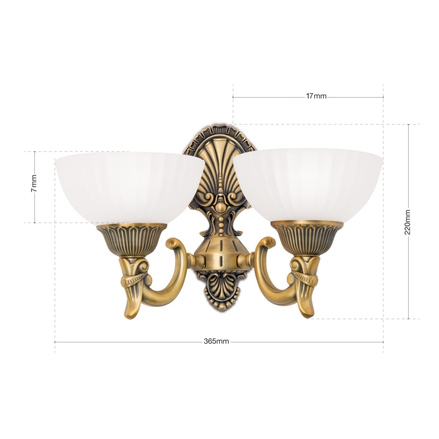 Wandlamp ROCCA 2xE27/60W/230V brons/wit