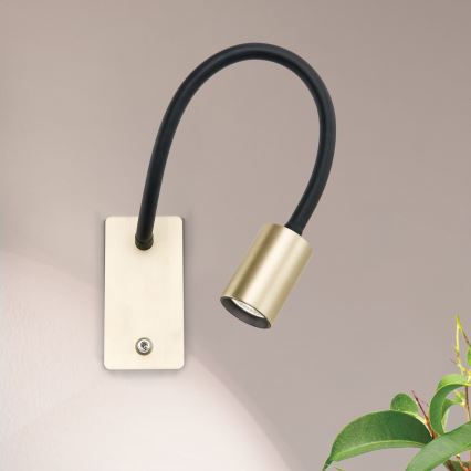 LED Flexibel wall klein lamp KURT LED/5W/230V goud
