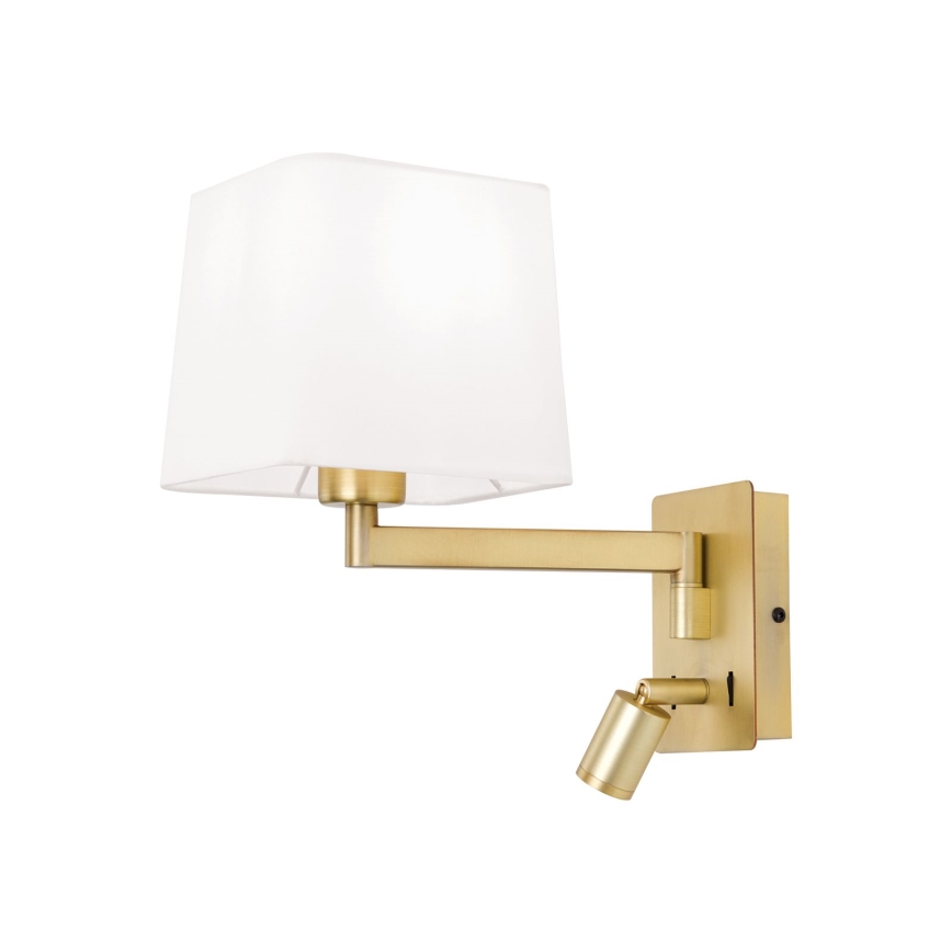 LED Wandlamp CARLTON 1xE27/40W/230V + LED/3W wit/goud