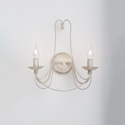 Wandlamp VELA 2xE14/40W/230V wit/goud/patina