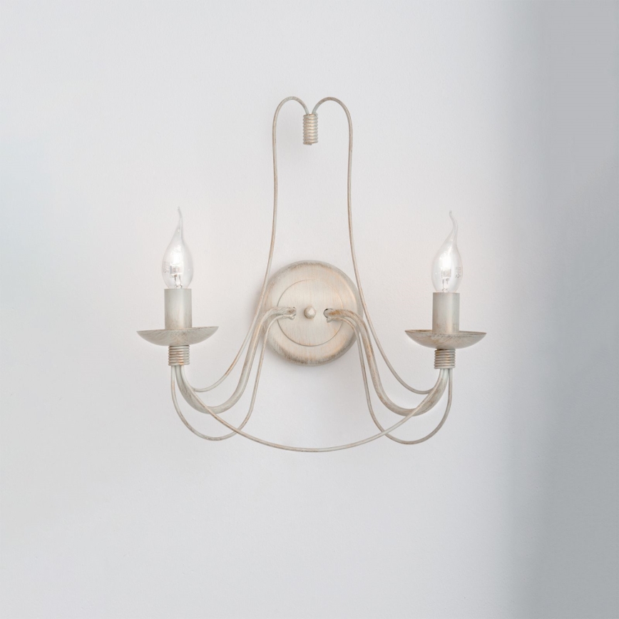 Wandlamp VELA 2xE14/40W/230V wit/goud/patina