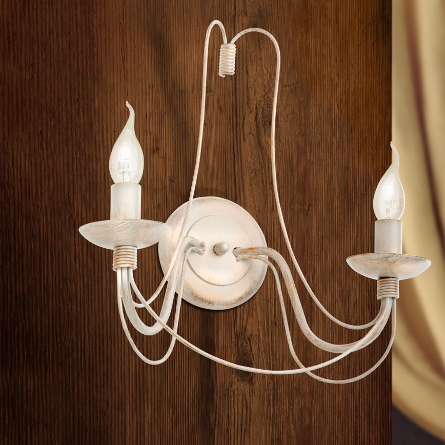 Wandlamp VELA 2xE14/40W/230V wit/goud/patina