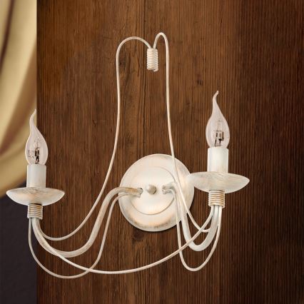 Wandlamp VELA 2xE14/40W/230V wit/goud/patina