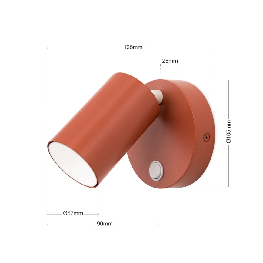 Orion - Wandspot PENN 1xGU10/13W/230V baksteenrood