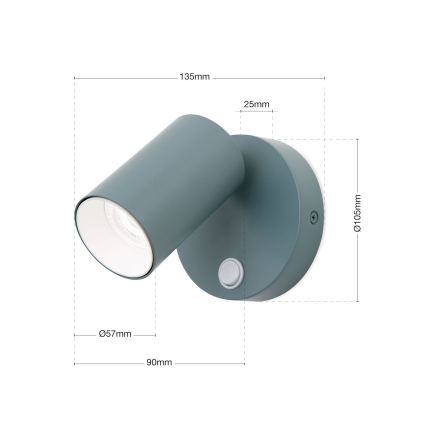 Wandspot PENN 1xGU10/13W/230V grijs