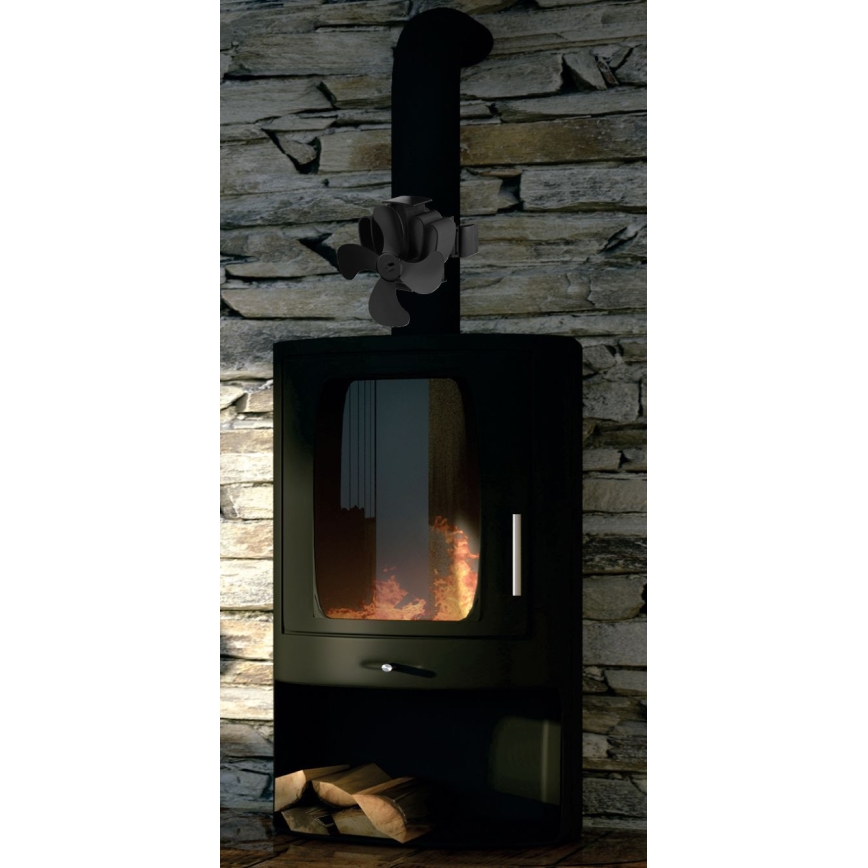 Oscillerende ventilator voor open haard 13x18 cm zwart