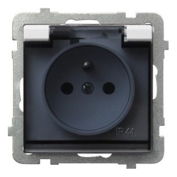 Ospel - Buitenstopcontact voor woningen zonder frame 230V SONATA IP44 wit/zwart