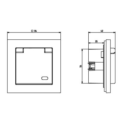 Ospel - Buitenstopcontact voor woningen zonder frame 230V SONATA IP44 wit/zwart