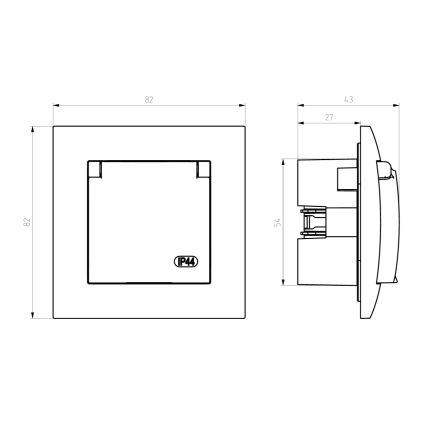Ospel - Buitenstopcontact zonder afdekraam Schuko 230V ARIA IP44 zwart