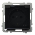 Ospel - Buitenwandcontactdoos zonder afdekraam Schuko 230 V SONATA IP44 zwart