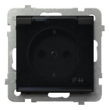 Ospel - Buitenwandcontactdoos zonder afdekraam Schuko 230 V SONATA IP44 zwart