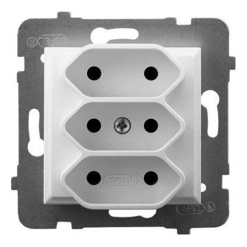 Ospel - Drievoudig huishoudelijk stopcontact zonder frame EURO 230 V ARIA wit