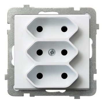 Ospel - Drievoudige wandcontactdoos zonder afdekraam EURO 230V SONATA wit
