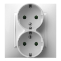Ospel - Dubbel Schuko-stopcontact 230V ARIA wit met afdekraam