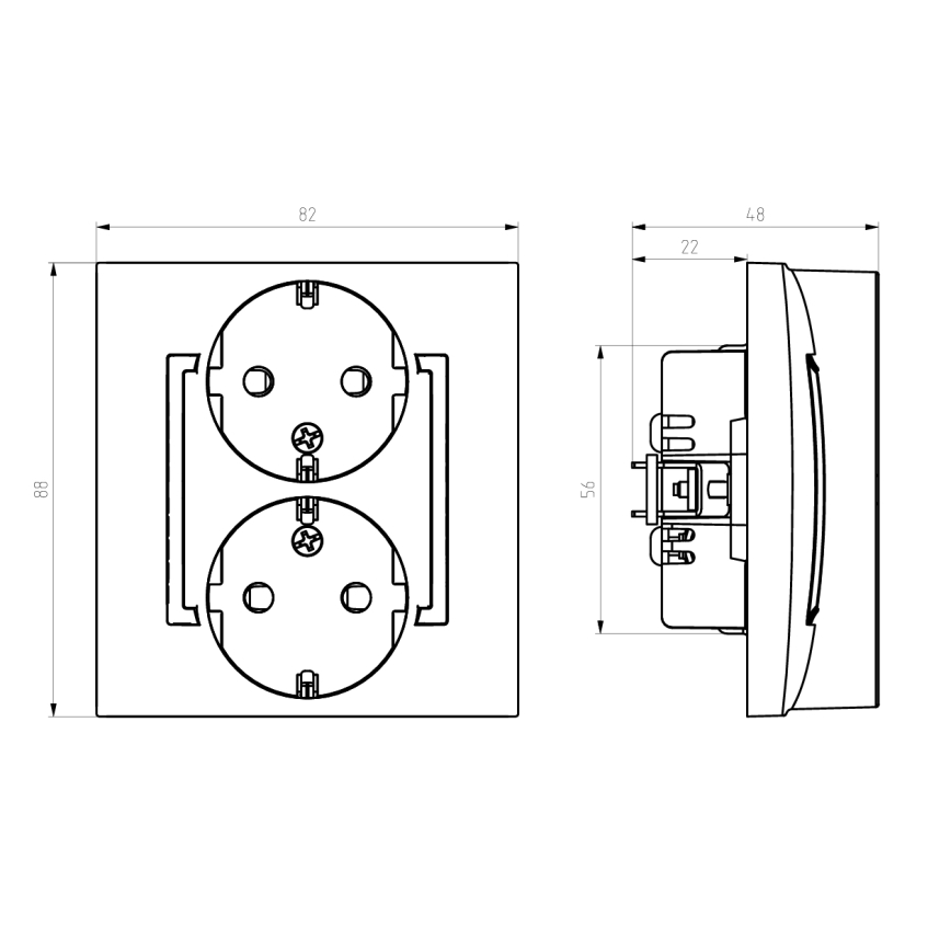 Ospel - Dubbel Schuko-stopcontact 230V ARIA wit met afdekraam