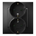 Ospel - Dubbel wandcontactdoos met frame SHUKO 230V ARIA zwart
