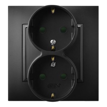 Ospel - Dubbel wandcontactdoos met frame SHUKO 230V ARIA zwart