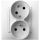 Ospel - Dubbele wandcontactdoos met afdekraam 230V ARIA wit