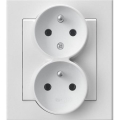 Ospel - Dubbele wandcontactdoos met afdekraam 230V SONATA wit