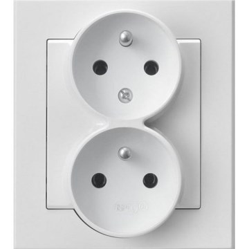 Ospel - Dubbele wandcontactdoos met afdekraam 230V SONATA wit