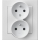 Ospel - Dubbele wandcontactdoos met afdekraam 230V SONATA wit