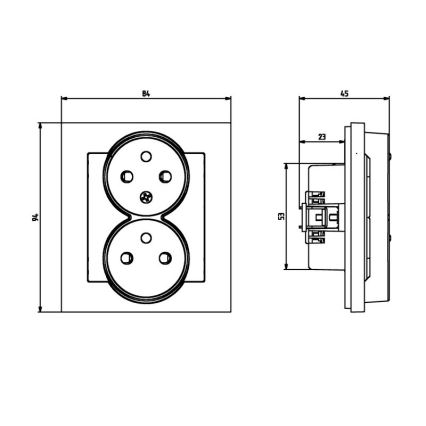 Ospel - Dubbele wandcontactdoos met afdekraam 230V SONATA wit