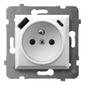 Ospel - Huishoudelijk stopcontact zonder afdekraam 230V + 1xUSB-A + 1xUSB-C ARIA wit