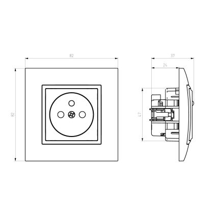 Ospel - Inbouwstopcontact 230V ARIA zonder afdekraam, zwart
