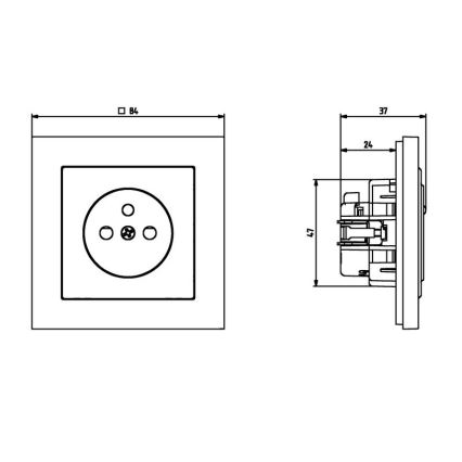 Ospel - SONATA wandcontactdoos zonder afdekraam 230V + 1x USB-A + 1x USB-C, wit
