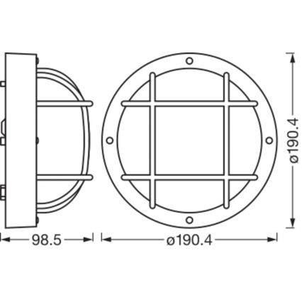 Osram - Buitenwandarmatuur BULKHEAD 1xE27/10W/230V Ø 19 cm IP54 zwart