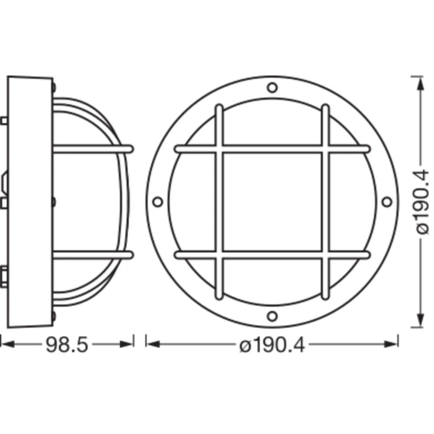 Osram - Buitenwandarmatuur BULKHEAD 1xE27/10W/230V Ø 19 cm IP54 zwart