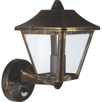 Osram - Buitenwandlamp met sensor TRADITION UP 1xE27/60W/230V IP44 patina/goud