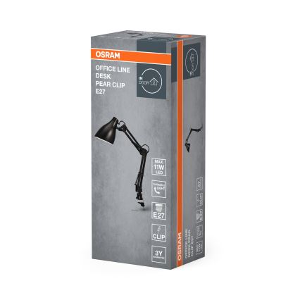 Osram - Bureaulamp met klem DESK LINE 1xE27/11W/230V zwart