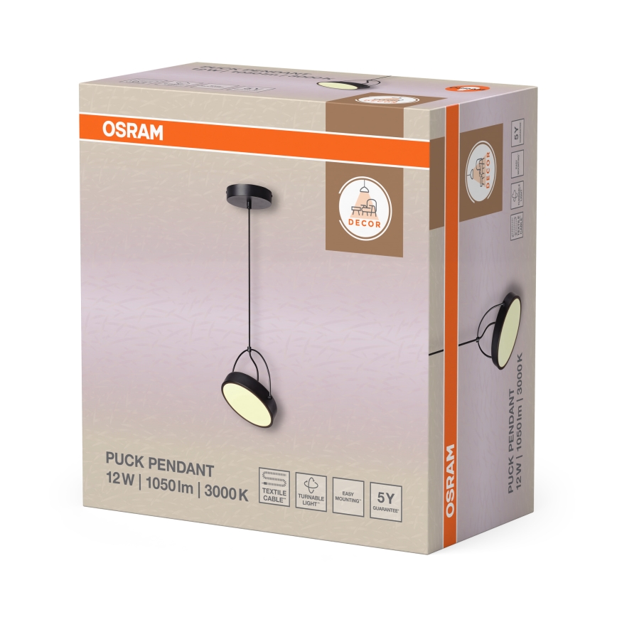 Osram - DECOR PUCK LED hanglamp met kabel LED/12W/230V, zwart