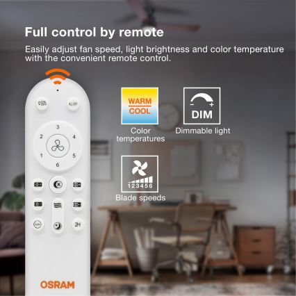 Osram - Dimbare LED-plafondlamp met ventilator PONIENTE LED/36W/230V 3000/4000/6500K + afstandsbediening