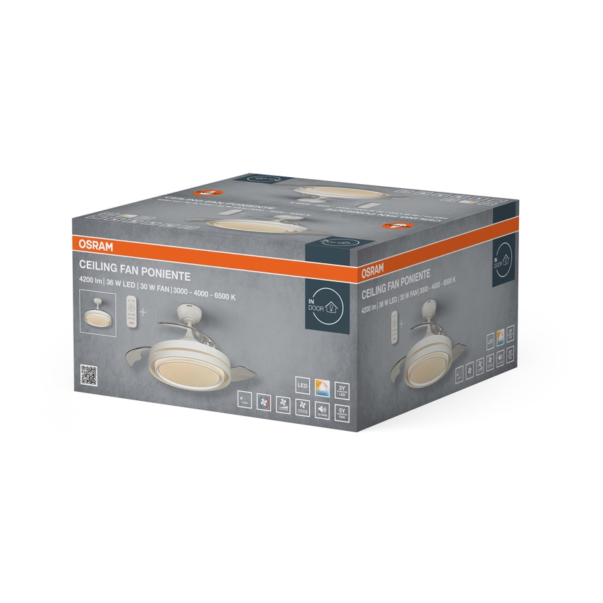 Osram - Dimbare LED-plafondlamp met ventilator PONIENTE LED/36W/230V 3000/4000/6500K + afstandsbediening