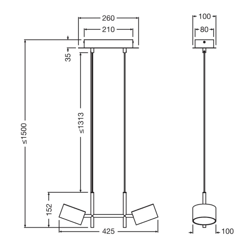 Osram - Dimbare LED-hanglamp aan kabel DECOR KYOTO 2xLED/10W/230V CRI 90 zwart
