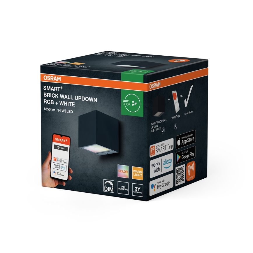 Osram - LED RGBW dimbare buitenwandlamp SMART+ BRICK LED/14W/230V IP44 Wi-Fi