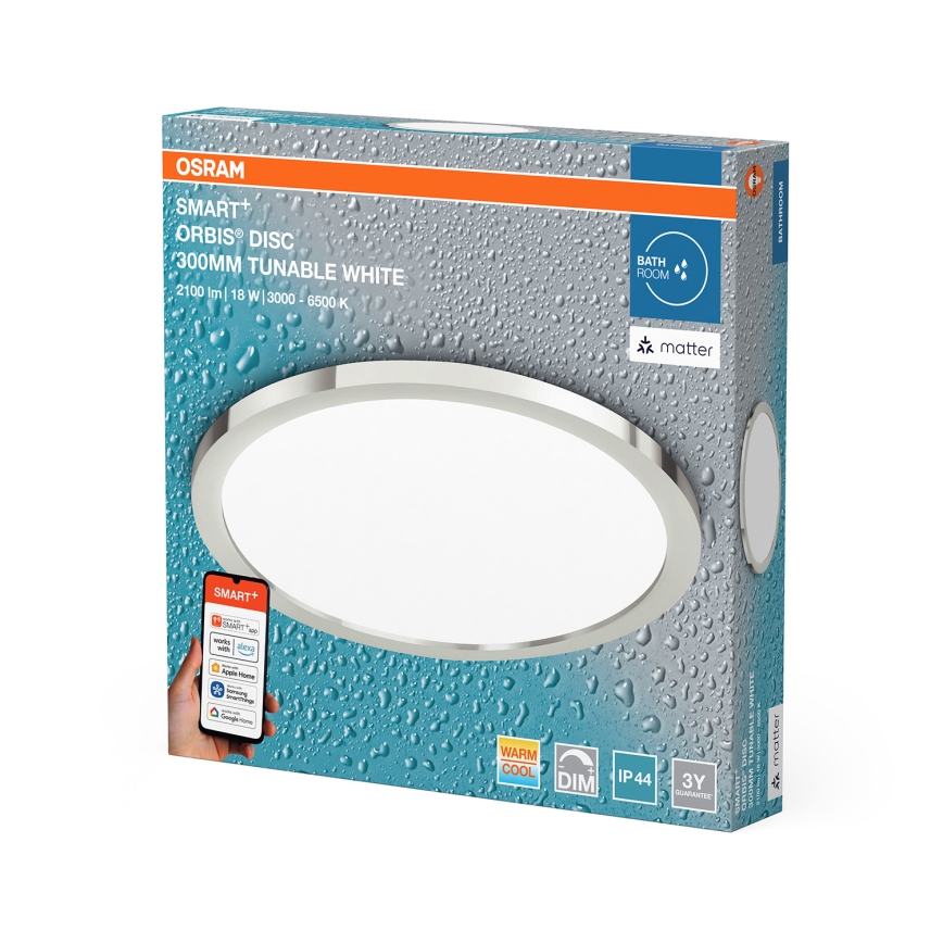 Osram - Dimbare LED-plafondlamp voor de badkamer SMART+ DISC LED/18W/230V 3000-6500K IP44 Wi-Fi