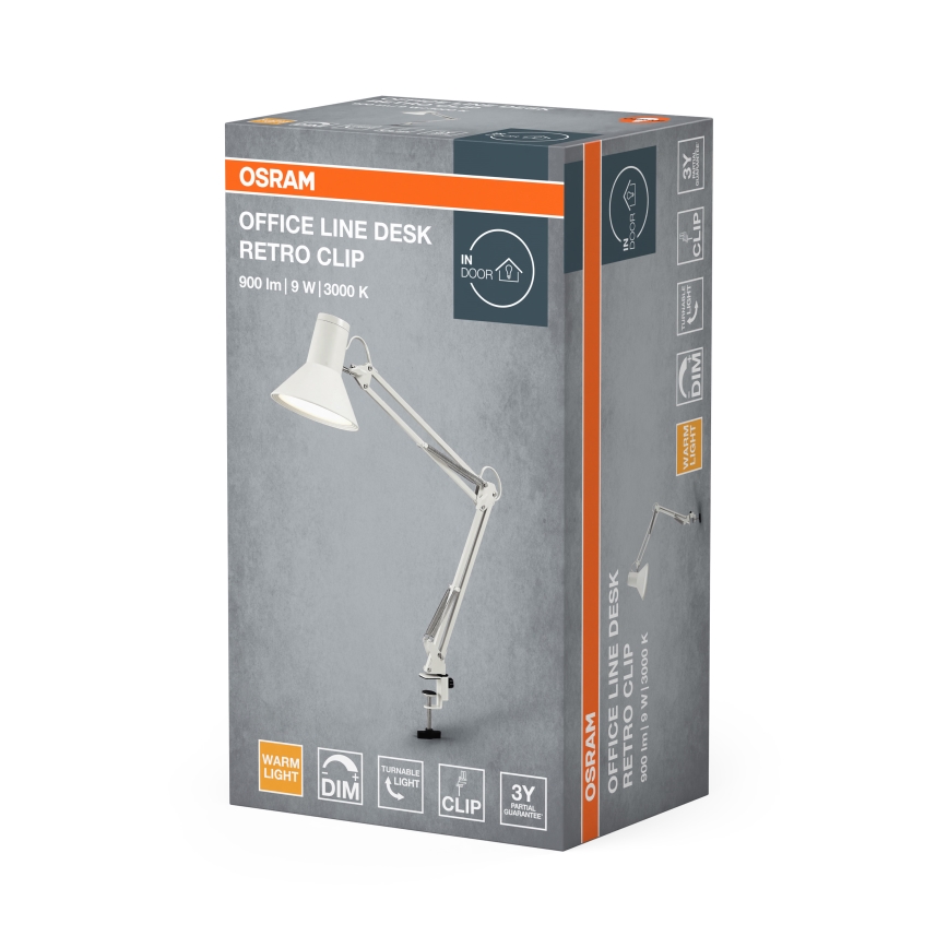 Osram - Dimbare LED-bureaulamp met klem OFFICE LINE LED/9W/230V 3000K wit