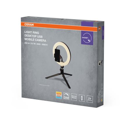 Osram - LED-dimbare bureaulamp met standaard en houder voor vloggen LED/5,5W/USB 3000-6500K 210 mAh