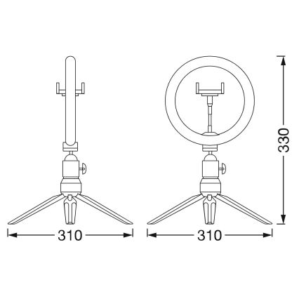 Osram - LED-dimbare bureaulamp met standaard en houder voor vloggen LED/5,5W/USB 3000-6500K 210 mAh