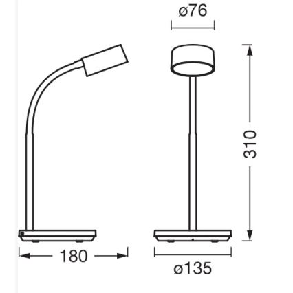 Osram - dimbare LED-bureaulamp OFFICE LINE LED/4,8W/230V 3000/4000/6500K zwart